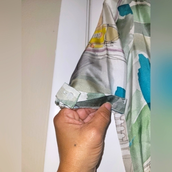 Piazza Sempione Silk Watercolor Italian Monuments Print Drawstring Dress Size S - Picture 7 of 16